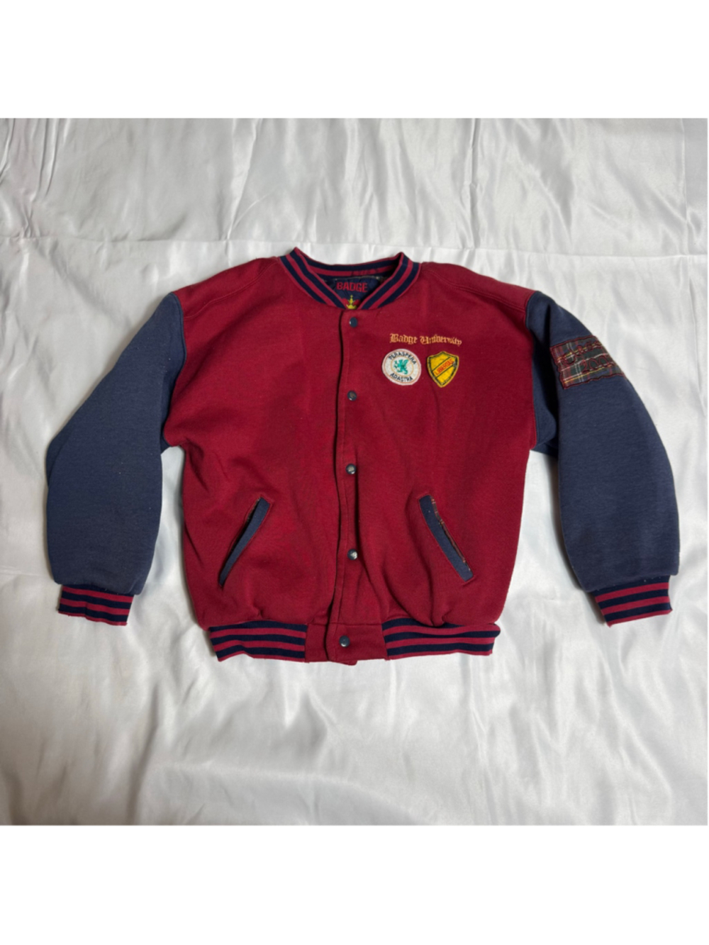 Boys Badge Varsity Jacket Size 6 Red and Blue